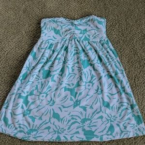 Aqua floral tube top